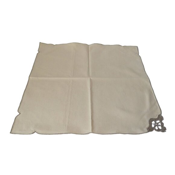 8 Vintage Napkins Cream Open Work Cotton Napkins - Picture 2 of 3